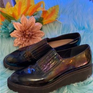 Loeffler Randall Oil Slick Black Loafers Sz 8.5